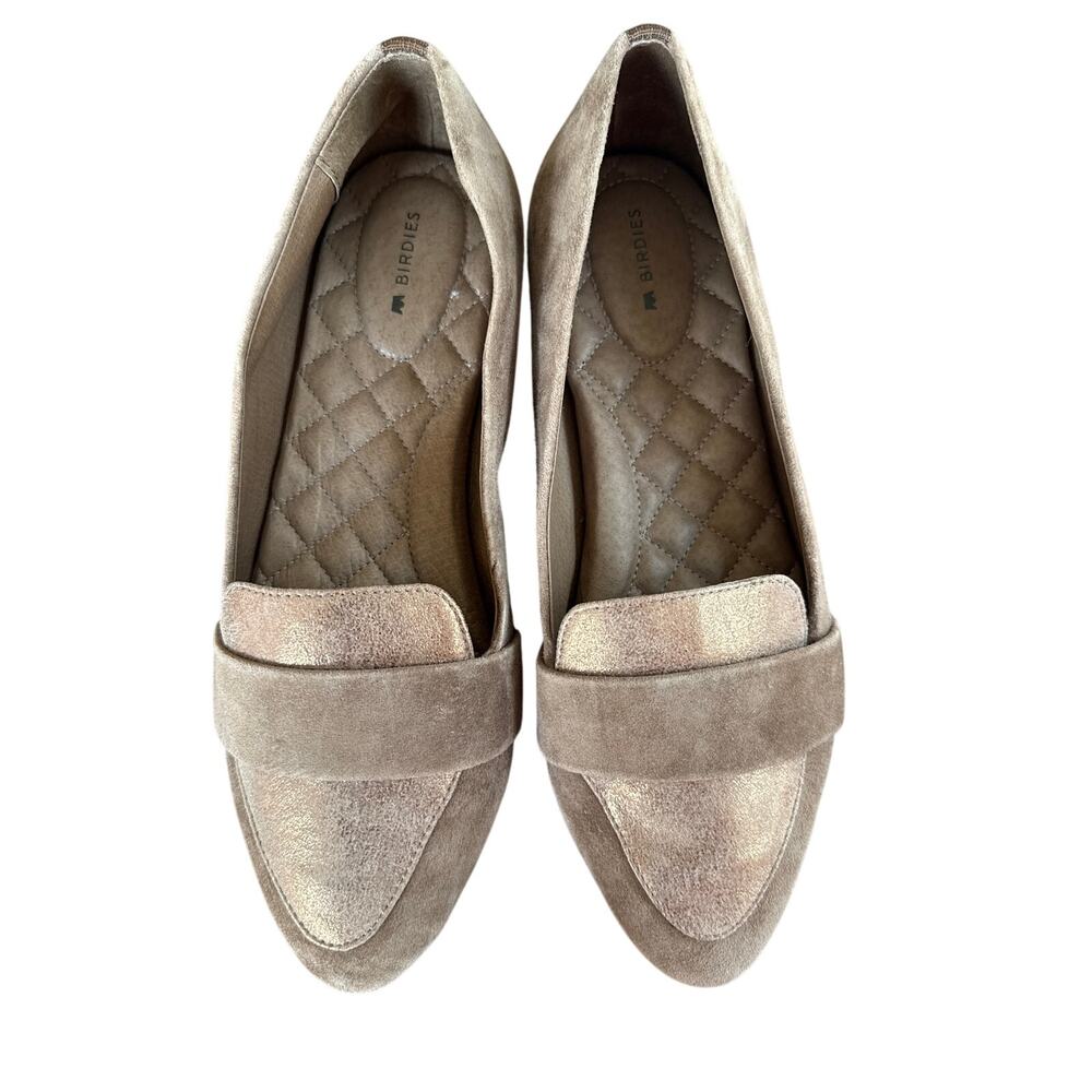 Birdies Suede Loafer in Mushroom Brown and Gold Size 9 - Picture 2 of 8